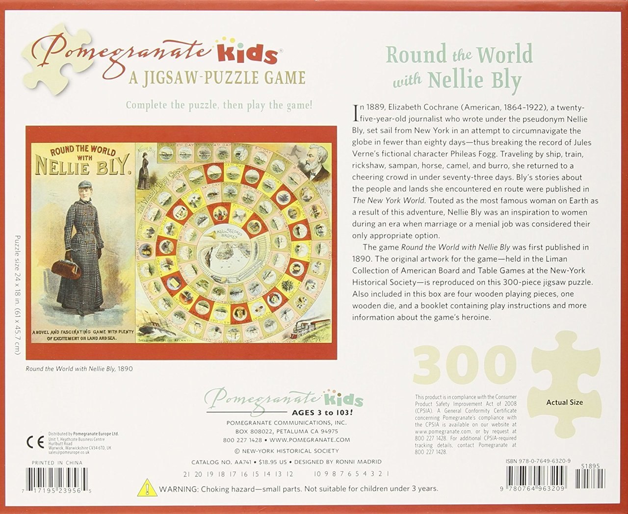 Round the World with Nellie Bly - 300pc Jigsaw Puzzle & Game by Pomegranate - image 1