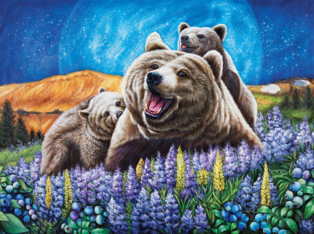 Blueberry Bears - 1000pc Jigsaw Puzzle by Lafayette Puzzle Factory