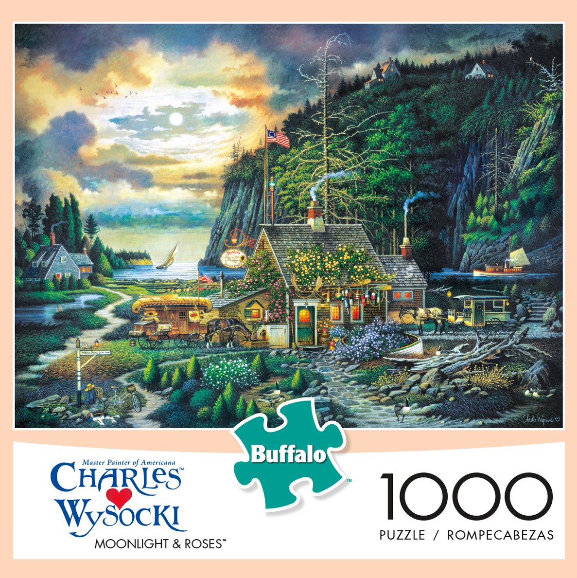 Charles Wysocki: Moonlight & Roses - 1000pc Jigsaw Puzzle By Buffalo Games - image 1