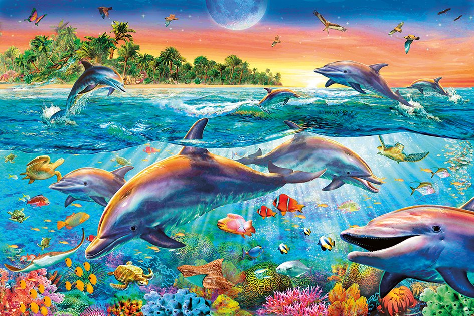 Tropical Dolphins - 500pc Jigsaw Puzzle by Clementoni