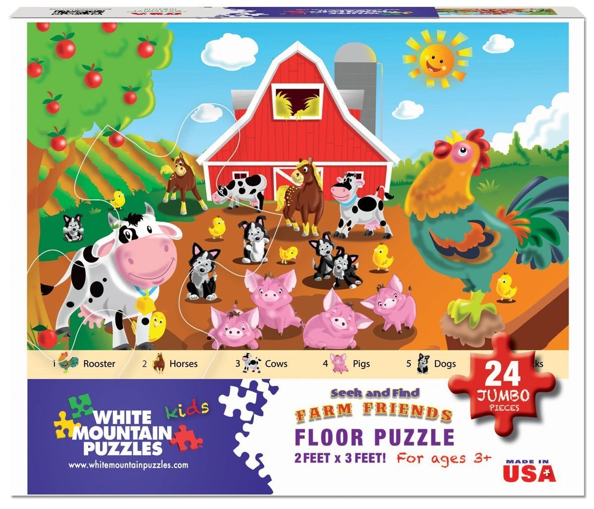 Farm Friends - 24pc Floor Jigsaw Puzzle By White Mountain  			  					NEW - image 1