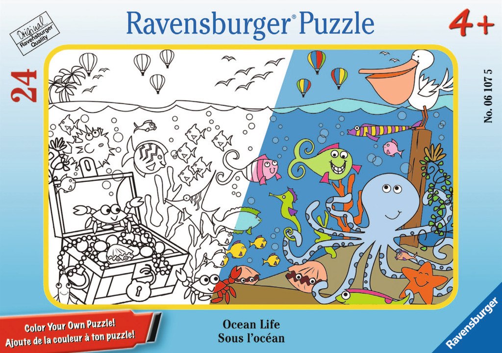 Ocean Life - 24pc Color Your Own Mini Frame Puzzle by Ravensburger