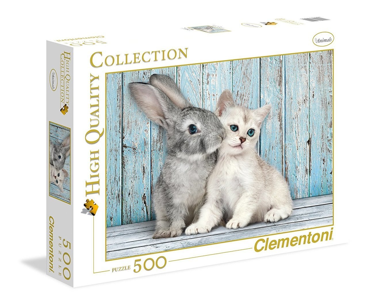 Cat & Bunny - 500pc Jigsaw Puzzle by Clementoni - image 1