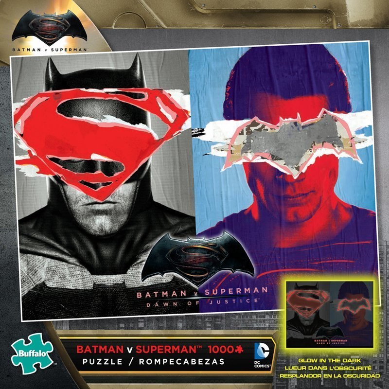 Batman vs. Superman - 1000pc Glow-in-the-Dark Jigsaw Puzzle by Buffalo Games - image 1
