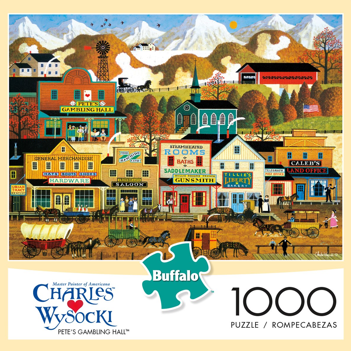 Charles Wysocki: Pete's Gambling Hall - 1000pc Jigsaw Puzzle By Buffalo Games - image 1