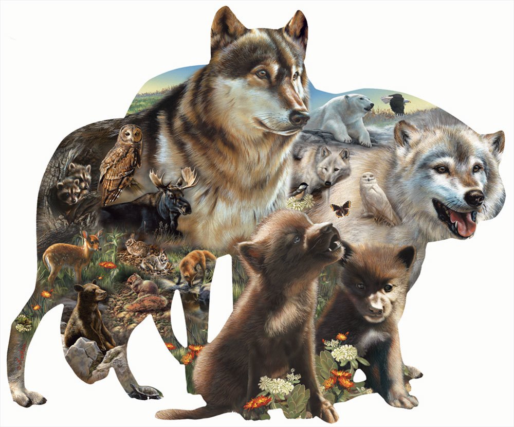 Wolf Pack - 1000pc Shaped Jigsaw Puzzle By Sunsout