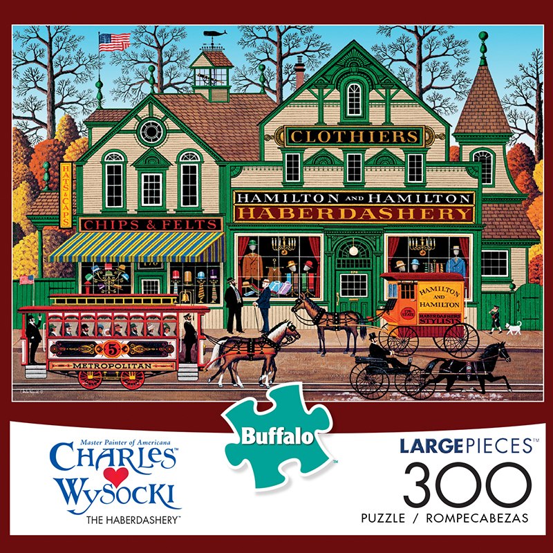 Charles Wysocki: The Haberdashery - 300pc Large Format Jigsaw Puzzle by Buffalo Games  			  					NEW - image 1