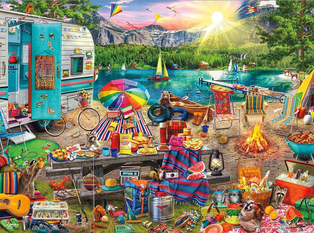 Family Campsite - 2000pc Jigsaw Puzzle by Buffalo Games  			  					NEW