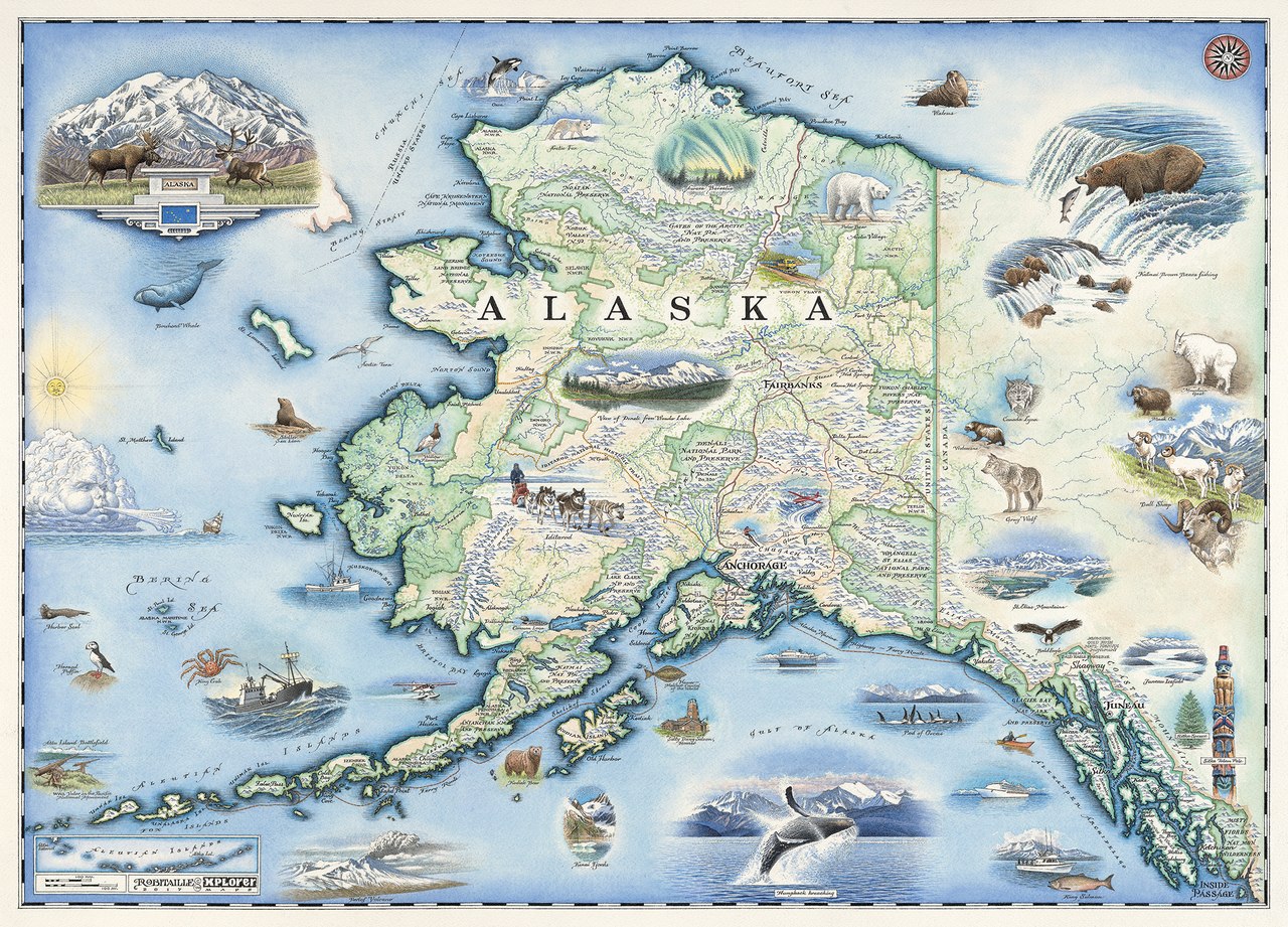 Xplorer Maps: Alaska - 1000pc Jigsaw Puzzle by Masterpieces  			  					NEW - image main