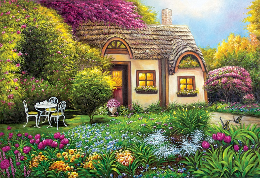 Garden Cottage - 1000pc Jigsaw Puzzle by Lafayette Puzzle Factory