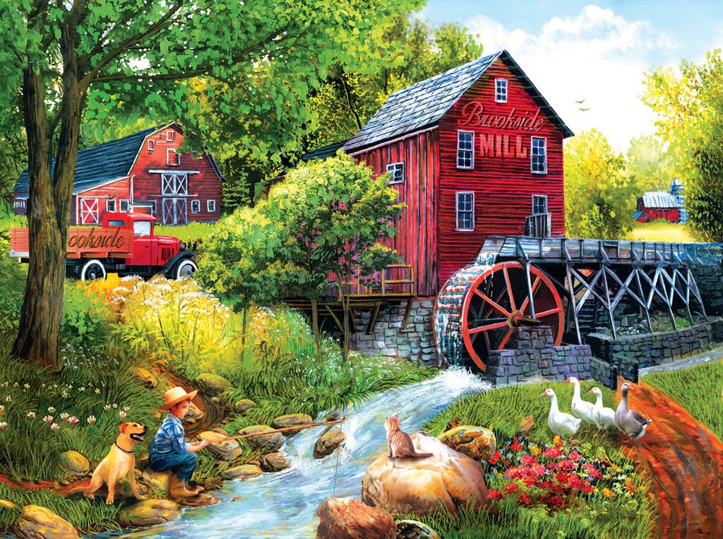 Playing Hookey at the Mill - 1000pc Jigsaw Puzzle by Sunsout