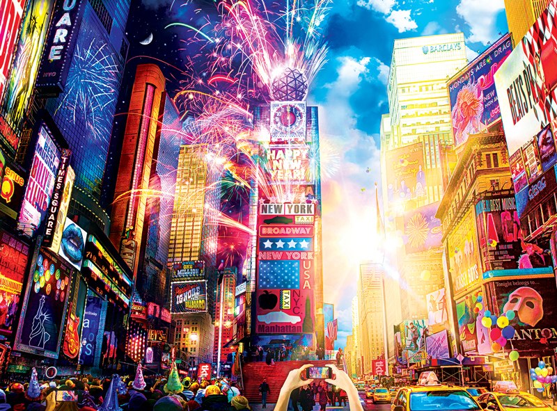 Night & Day:  Vibrant Times Square - 1000pc Jigsaw Puzzle by Buffalo Games  			  					NEW