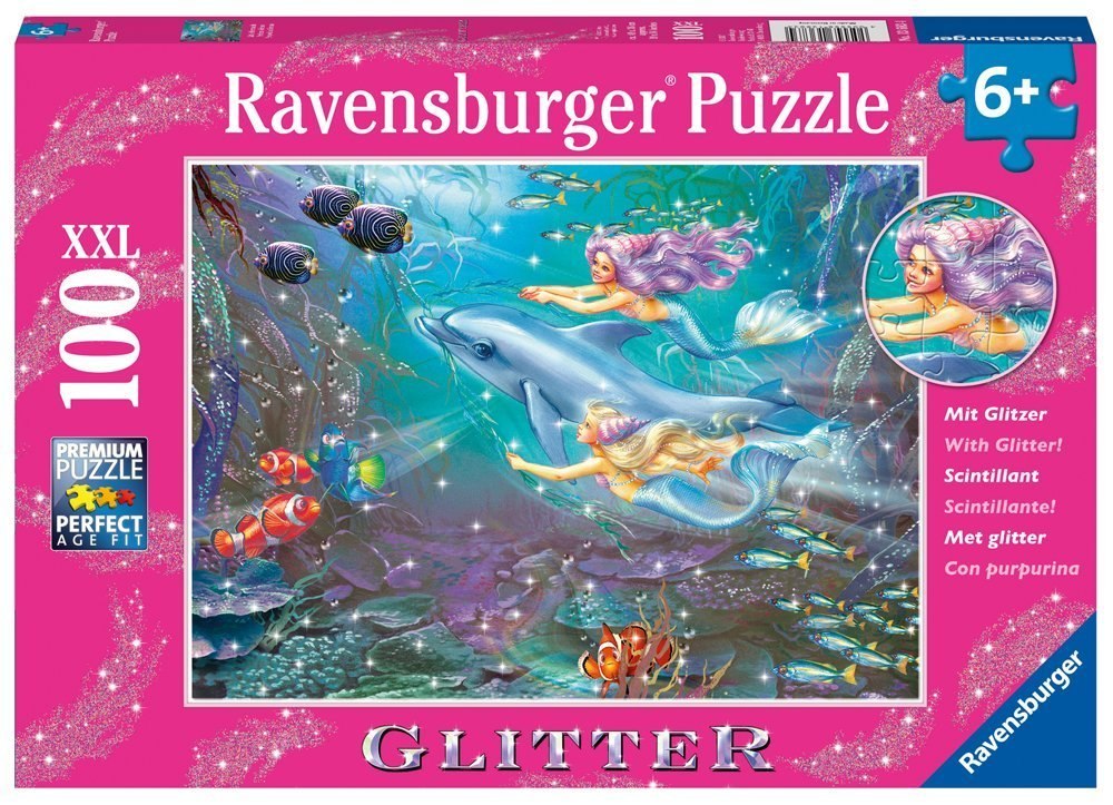 Little Mermaids Glitter Series  - 100pc Glitter Jigsaw Puzzle By Ravensburger - image 1