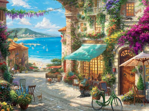 Thomas Kinkade: Italian Cafe - 1000pc Jigsaw Puzzle by Ceaco  			  					NEW