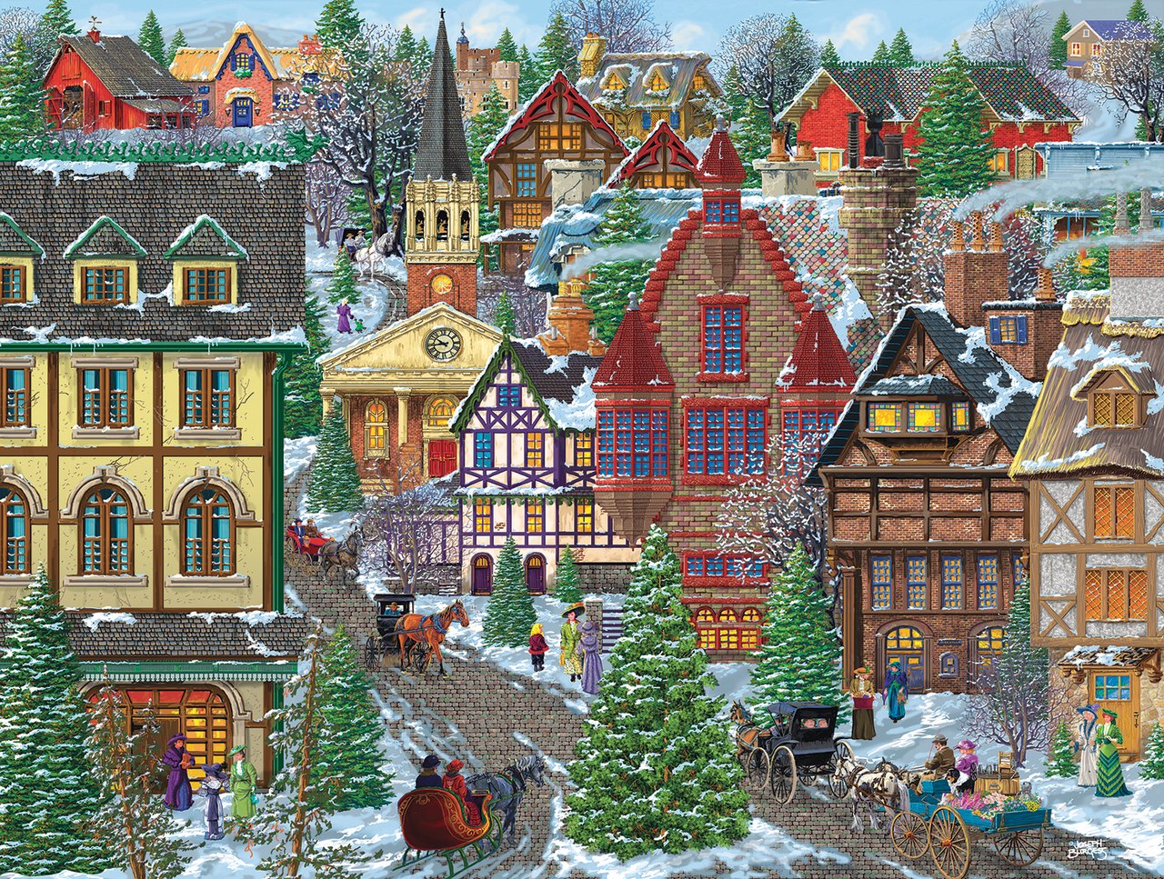 Winter Village Square - 300pc Jigsaw Puzzle By Sunsout  			  					NEW