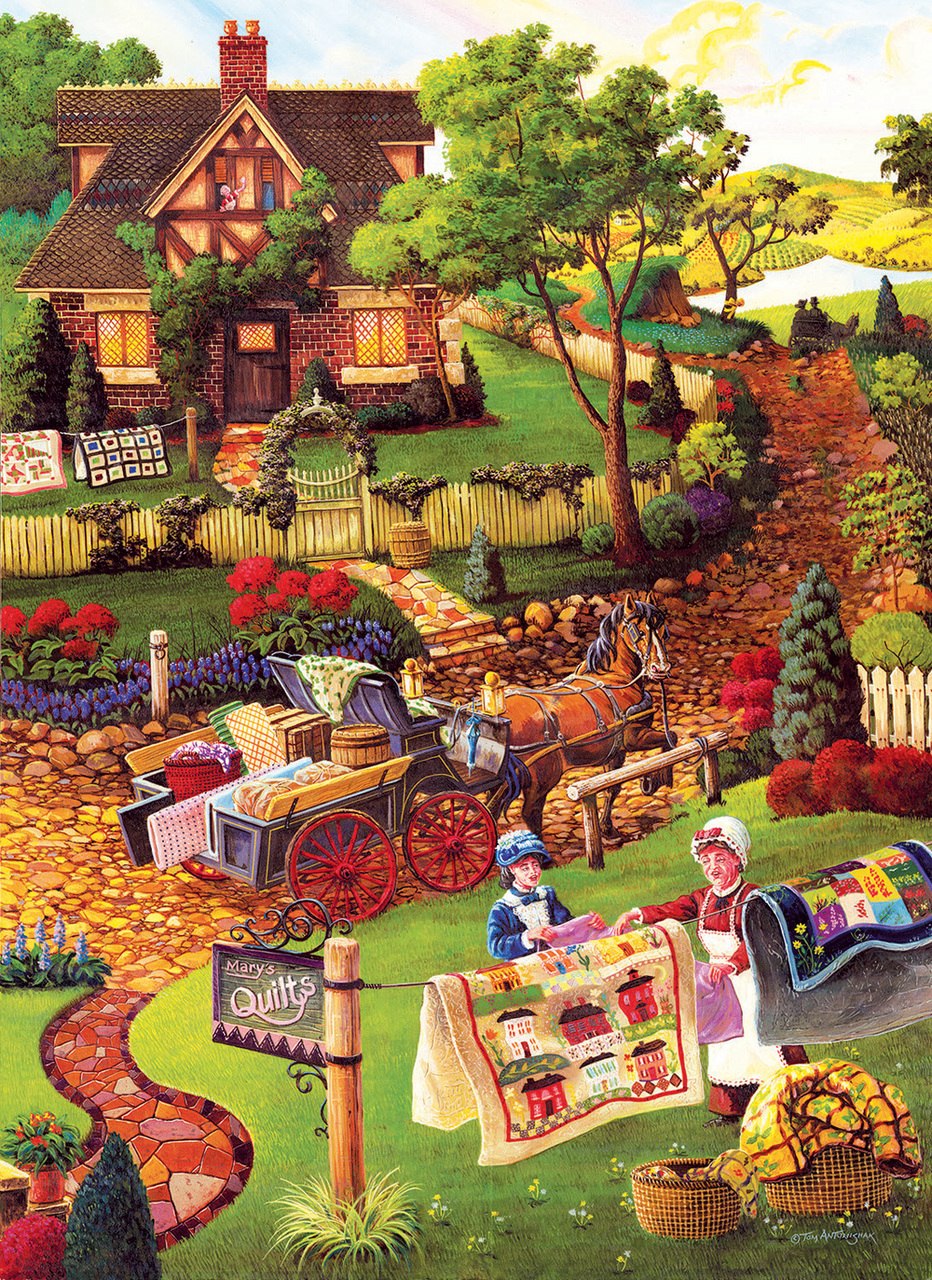 Mary's Quilt Country - 500+pc Large Format Jigsaw Puzzle by Sunsout