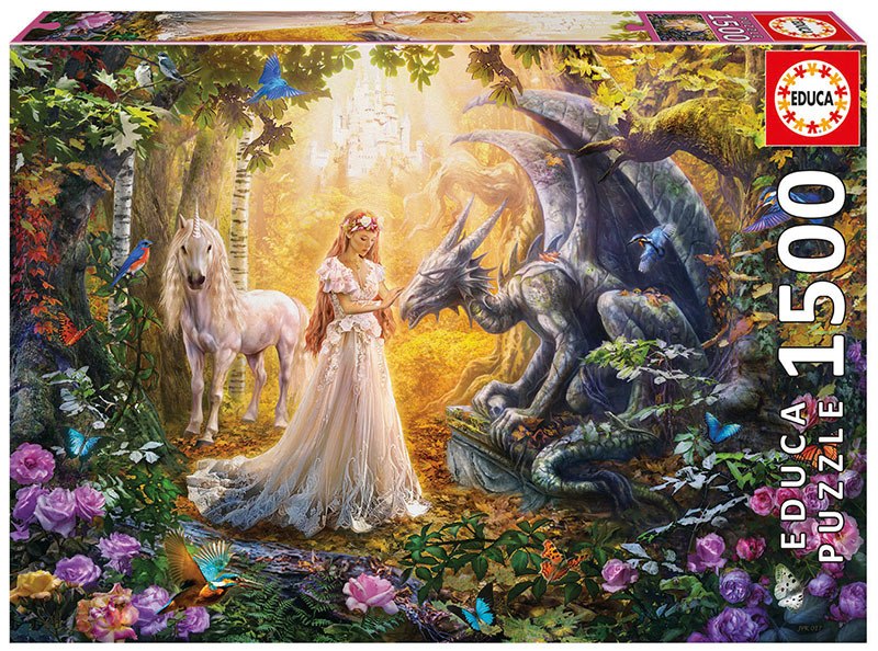 Dragon, Princess, and Unicorn - 1500pc Jigsaw Puzzle by Educa  			  					NEW - image 1