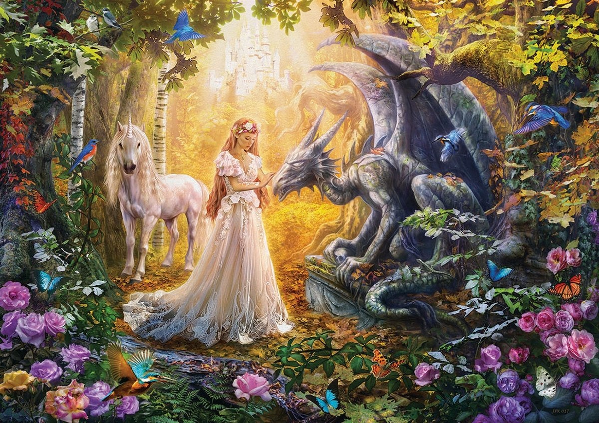 Dragon, Princess, and Unicorn - 1500pc Jigsaw Puzzle by Educa  			  					NEW