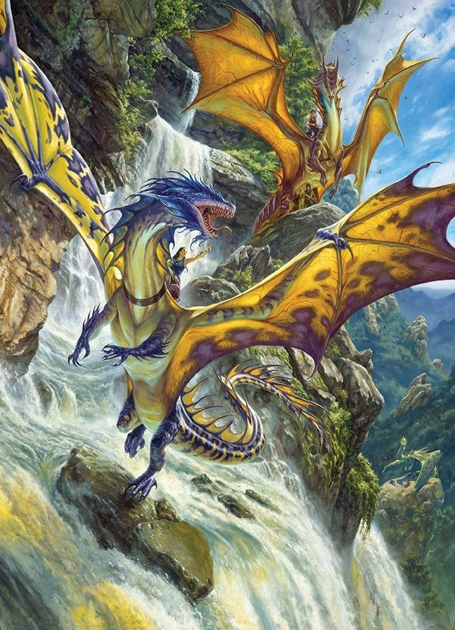 Waterfall Dragons - 1000pc Jigsaw Puzzle by Cobble Hill (discon)