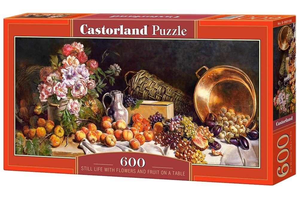 Still Life with Flowers and Fruit on a Table - 600pc Jigsaw Puzzle By Castorland  			  					NEW - image 1