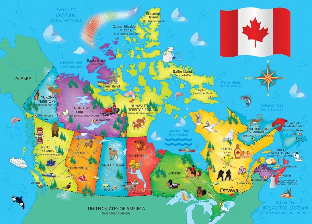 Canada Map - 60pc Jigsaw Puzzle by Masterpieces