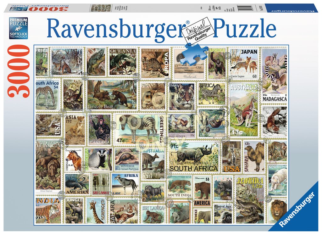 Animal Stamps - 3000pc Jigsaw Puzzle By Ravensburger  			  					NEW - image 1