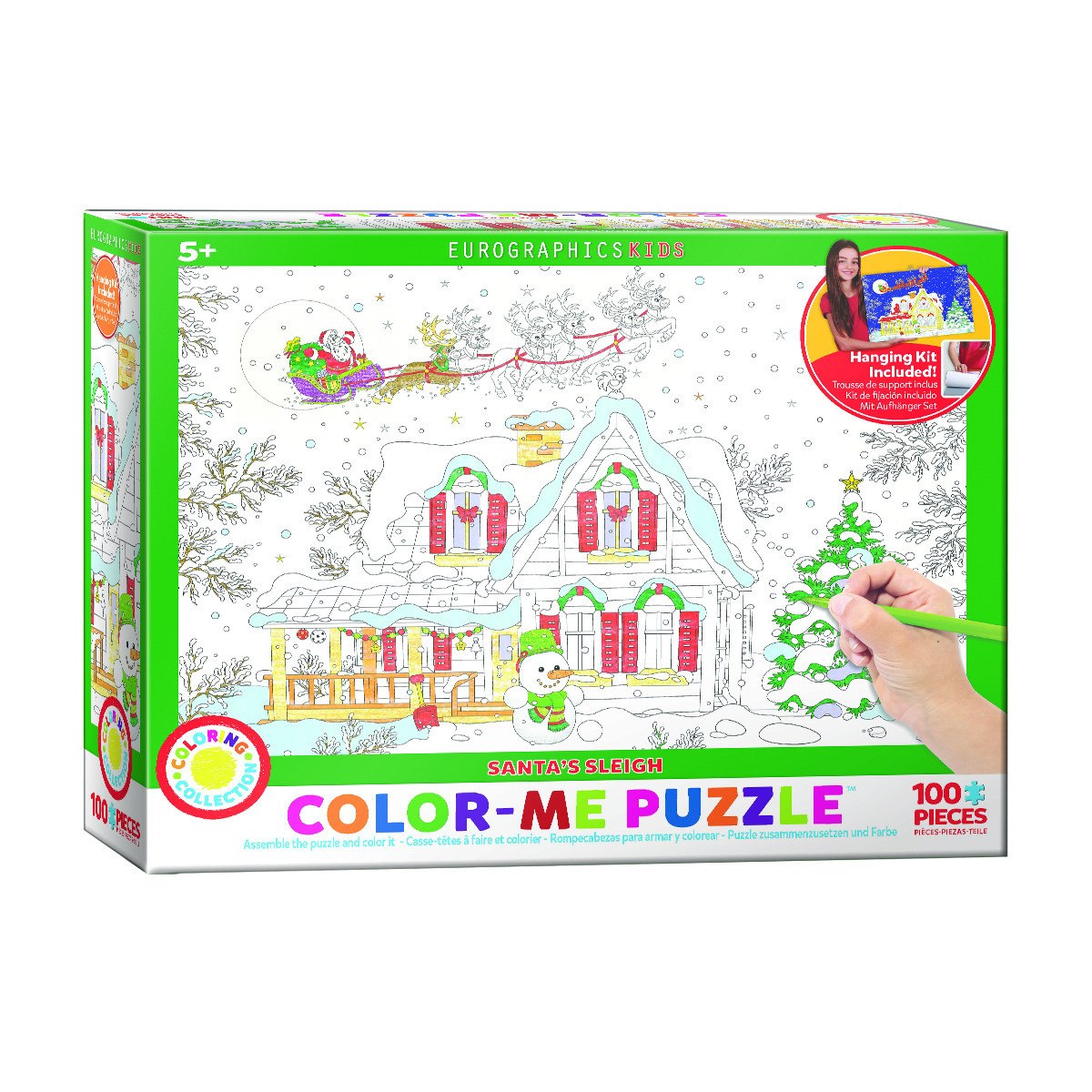 Santa's Sleigh - 100pc Coloring Jigsaw Puzzle by Eurographics  			  					NEW