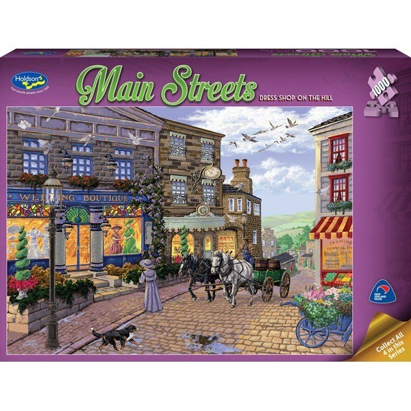 Main Streets: Dress Shop on Hill - 1000pc Jigsaw Puzzle by Holdson  			  					NEW - image 1