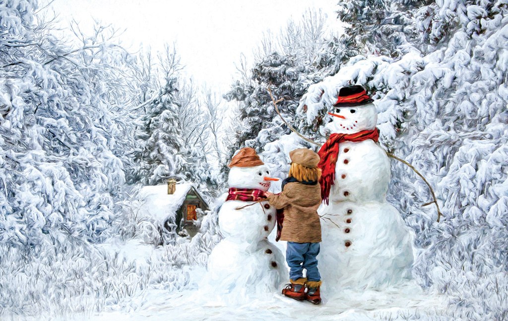 Visiting the Snow Family - 550pc Jigsaw Puzzle by Sunsout