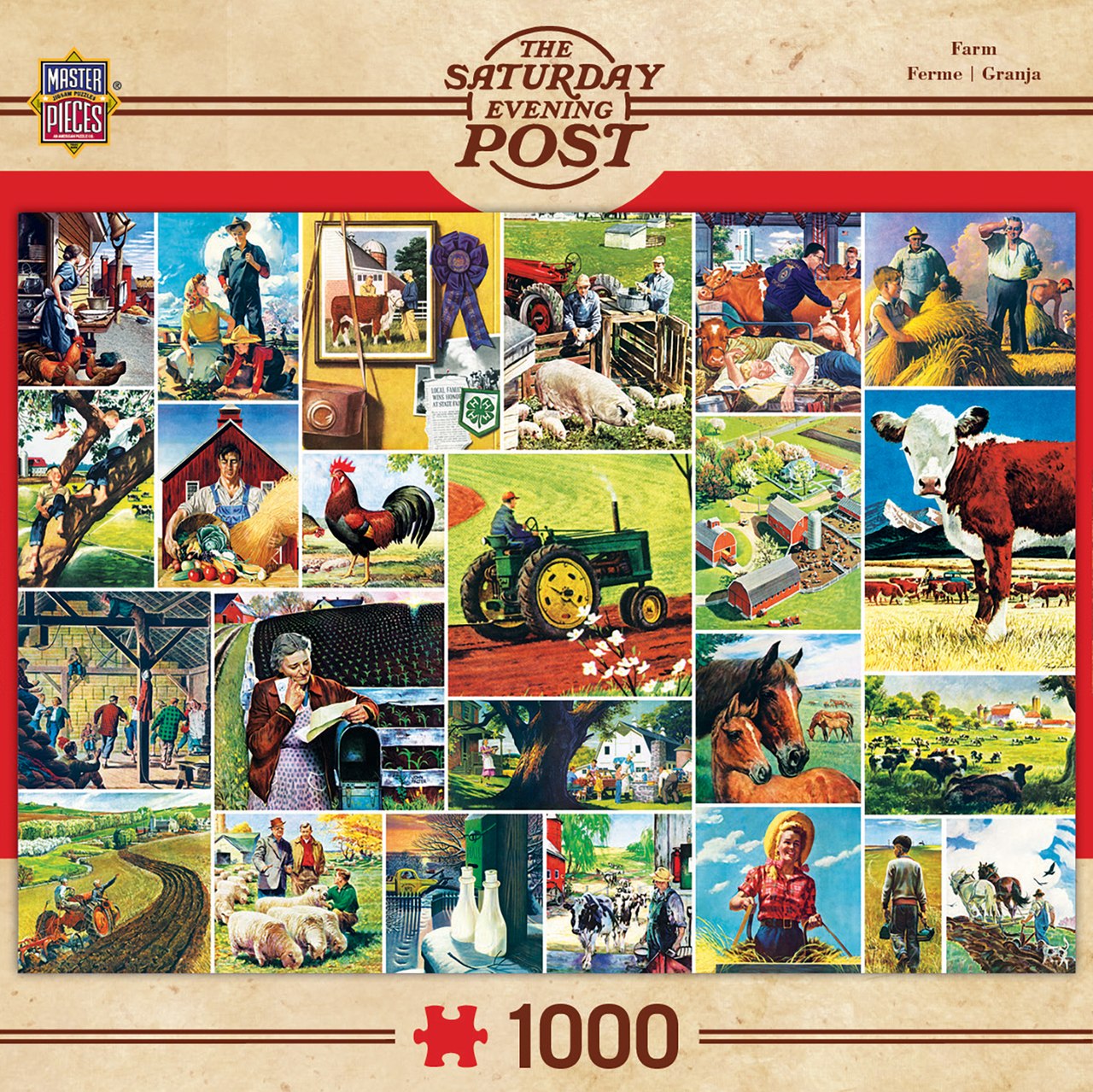 Saturday Evening Post Norman Rockwell: Farmland Collage - 1000pc Jigsaw Puzzle by Masterpieces  			  					NEW - image 1