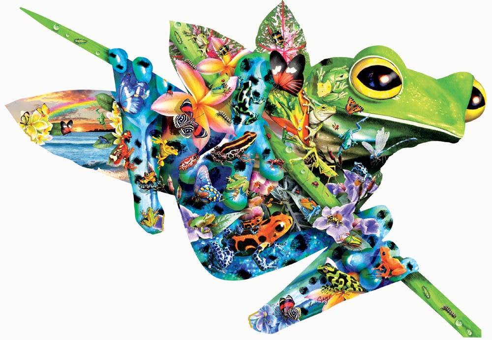 Paradise Frogs - 1000pc Shaped Jigsaw Puzzle By Sunsout