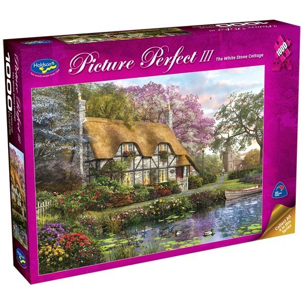 Picture Perfect III: White Stone Cottage - 1000pc Jigsaw Puzzle by Holdson  			  					NEW - image 1