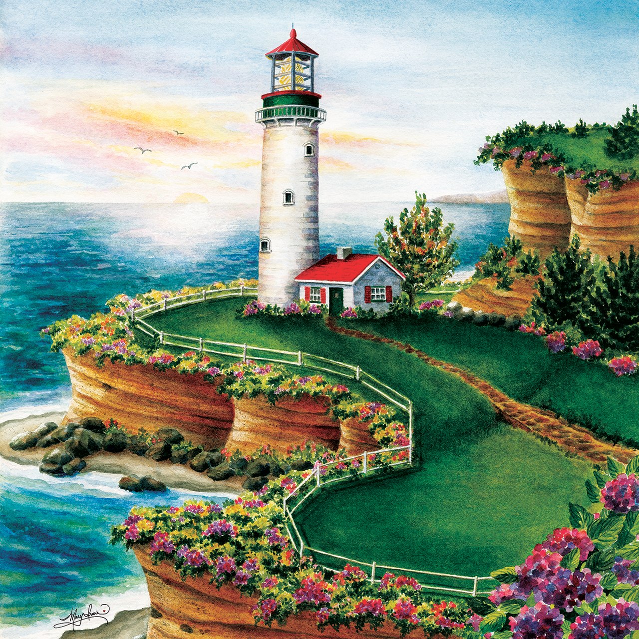 Lighthouse Sunset - 500pc Jigsaw Puzzle By Sunsout  			  					NEW