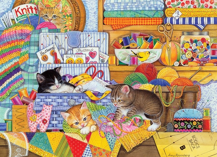 Crafty Kittens - 1000pc Jigsaw Puzzle by Cobble Hill