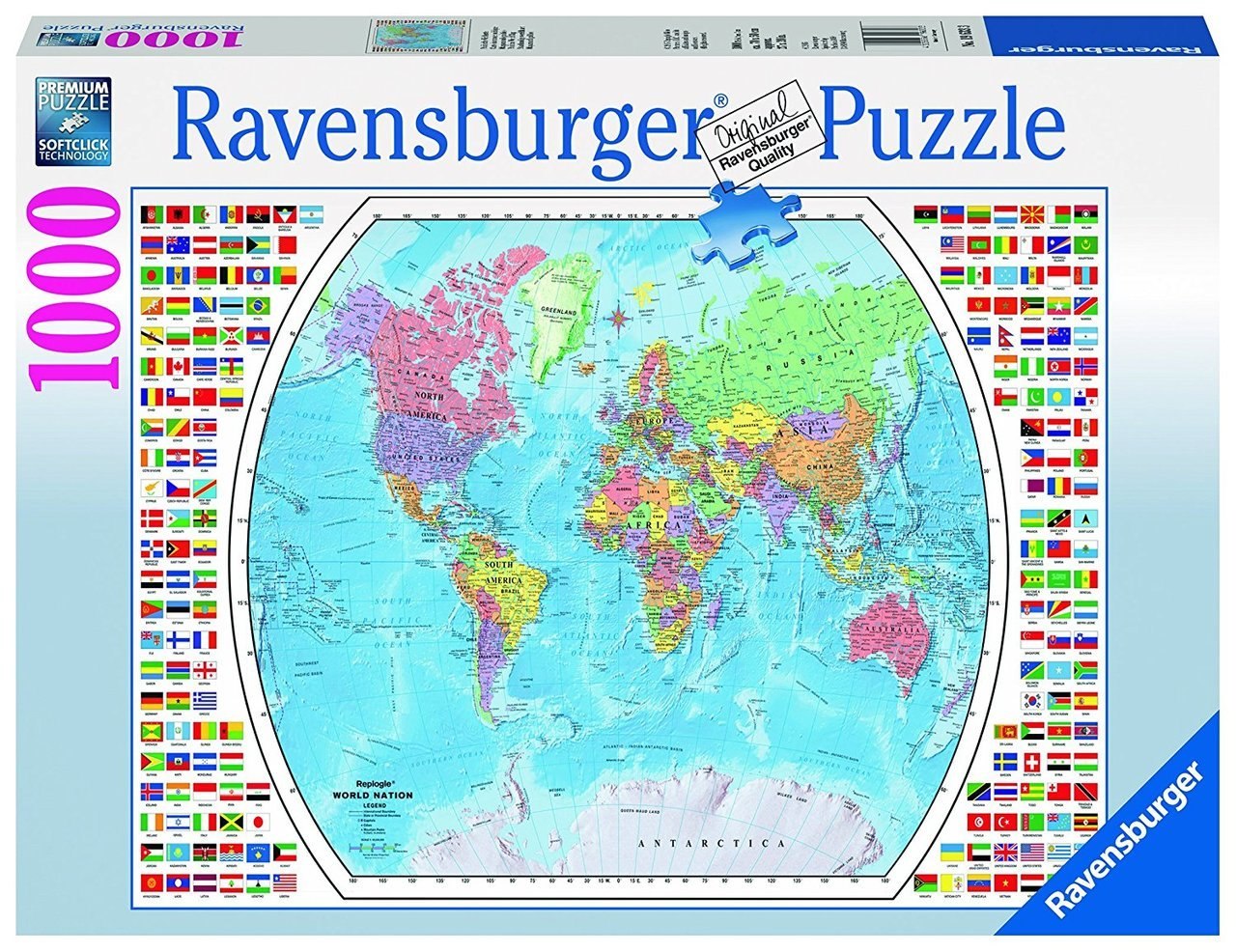 Political World Map - 1000pc Jigsaw Puzzle by Ravensburger  			  					NEW - image 1