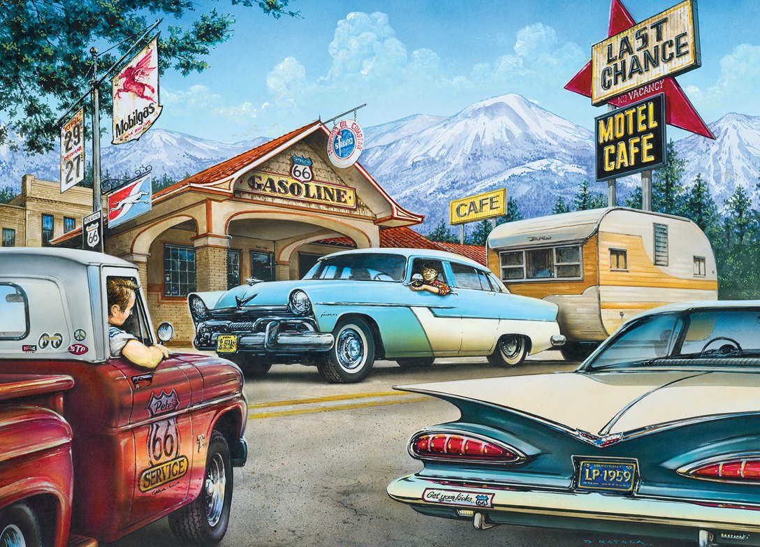 Cruisin' Rt66: On the Road Again - 1000pc Jigsaw Puzzle by Masterpieces