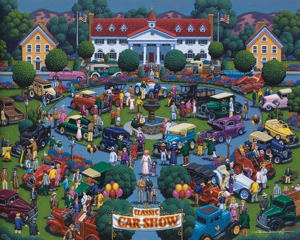 Classic Car Show - 1000pc Jigsaw Puzzle by Dowdle