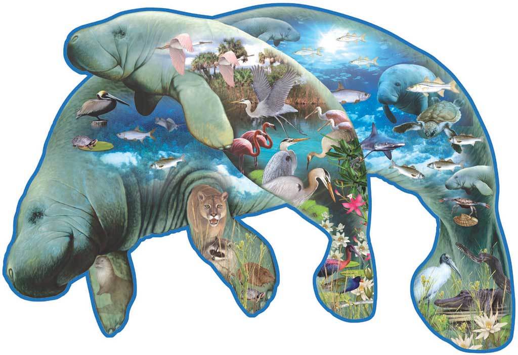 Manatees - 1000pc Shaped Jigsaw Puzzle by Sunsout