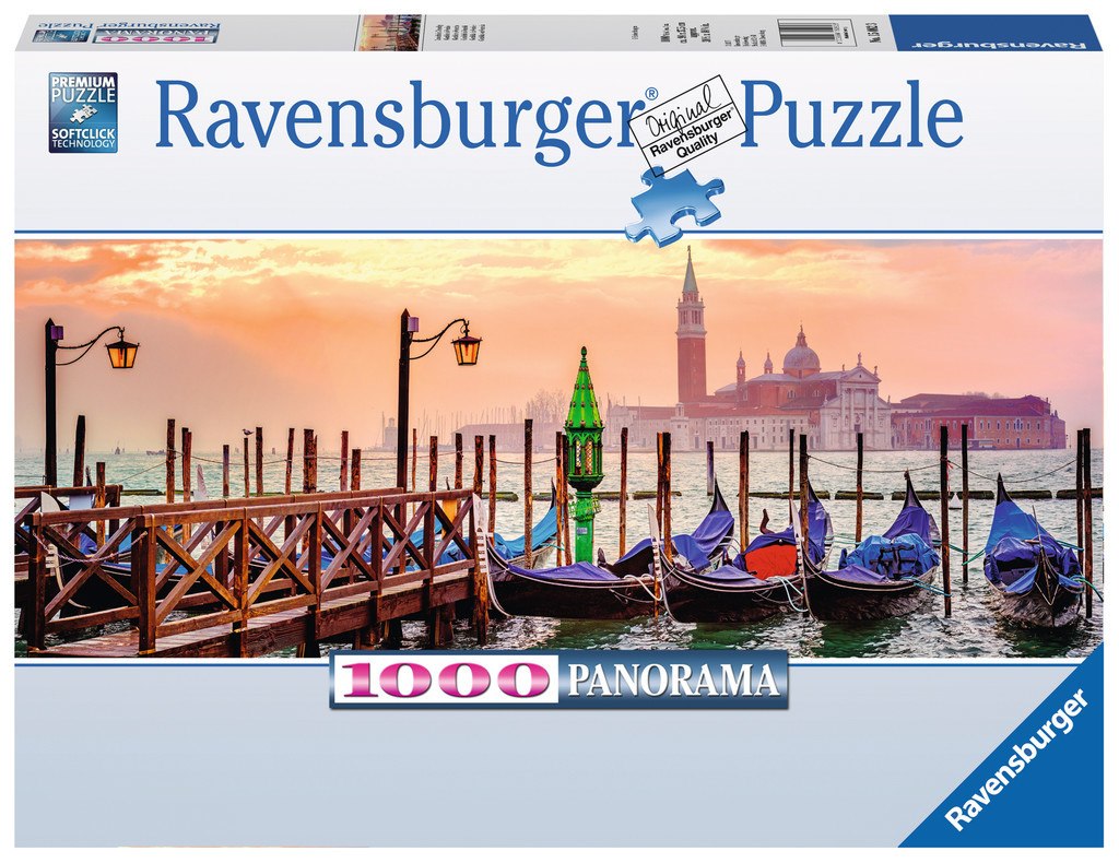 Gondolas in Venice - 1000pc Panoramic Jigsaw Puzzle By Ravensburger  			  					NEW - image 1