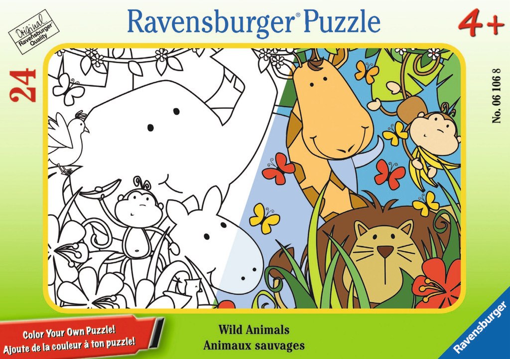 Wild Animals - 24pc Color Your Own Mini Frame Puzzle by Ravensburger