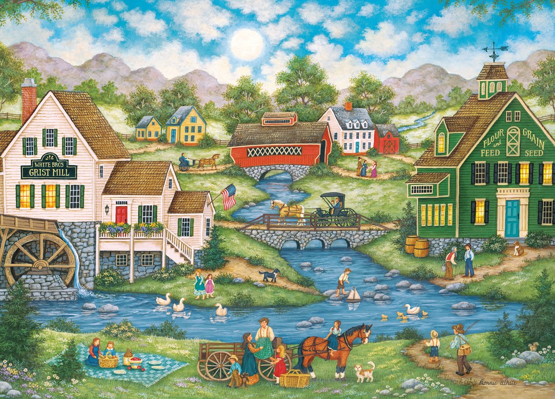 Hometown: Millside Picnic - 1000pc Jigsaw Puzzle by Masterpieces