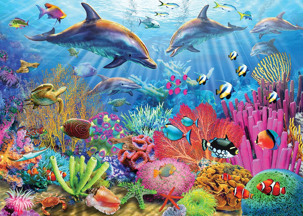 Dolphin Coral Reef - 100pc Jigsaw Puzzle by White Mountain