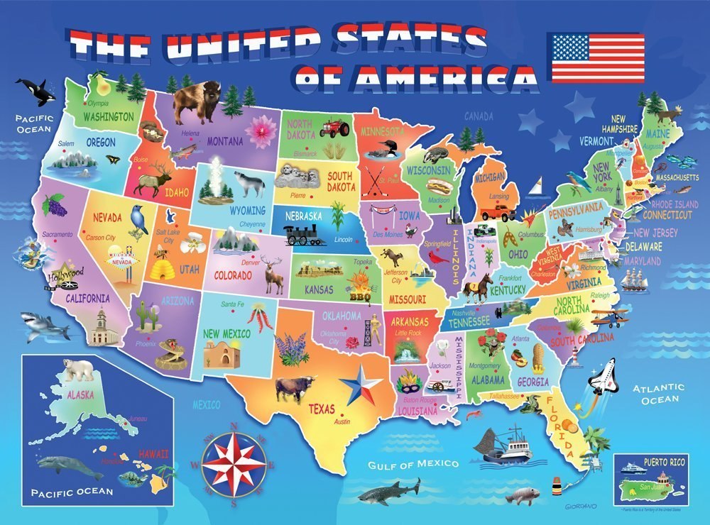 USA State Map - 100pc Jigsaw Puzzle by Ravensburger  			  					NEW