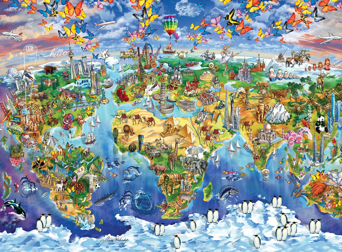 Kids Eye View: World Map - 100pc Jigsaw Puzzle by Masterpieces