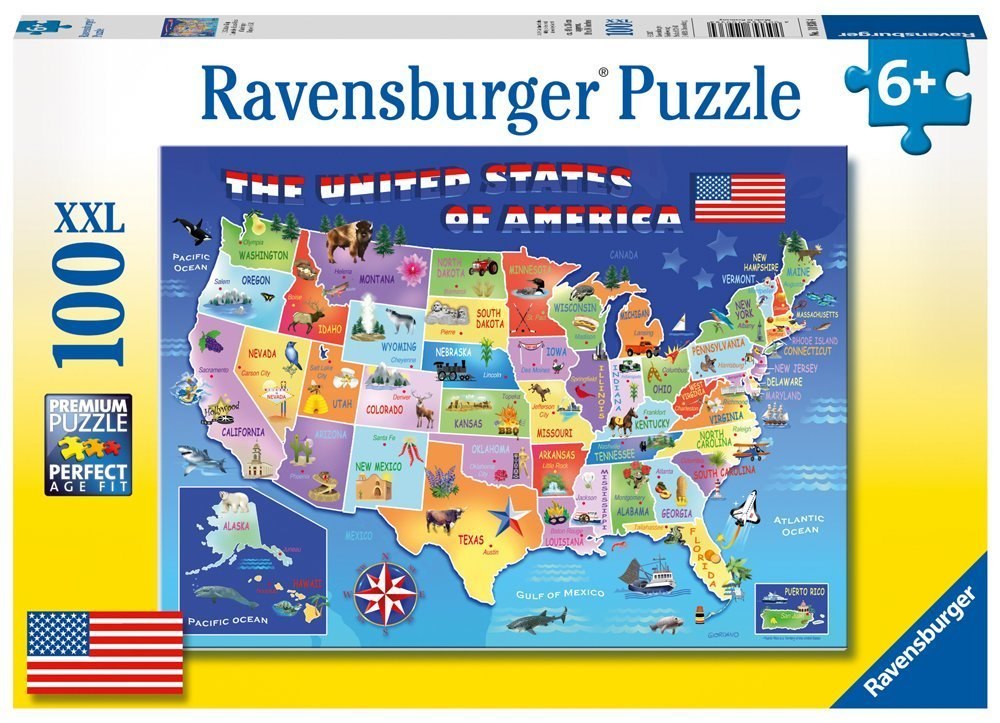 USA State Map - 100pc Jigsaw Puzzle by Ravensburger  			  					NEW - image 1