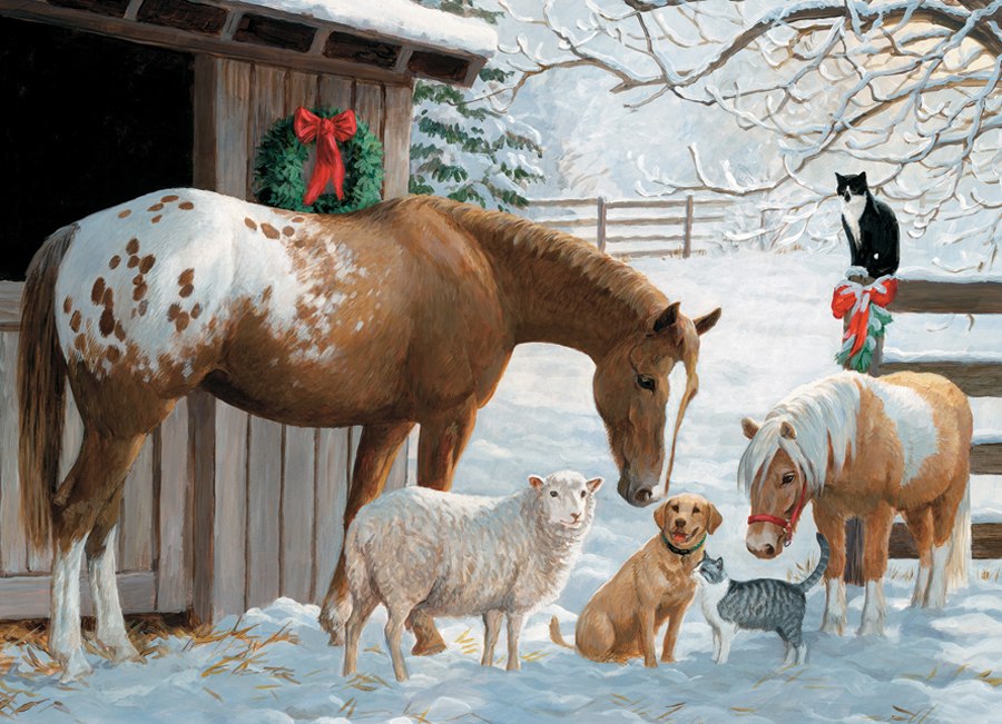 Winter Barnyard - 350pc Family Jigsaw Puzzle by Cobble Hill
