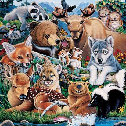 Forest Friends with Fun Facts - 48pc Wooden Tray Puzzle by Masterpieces