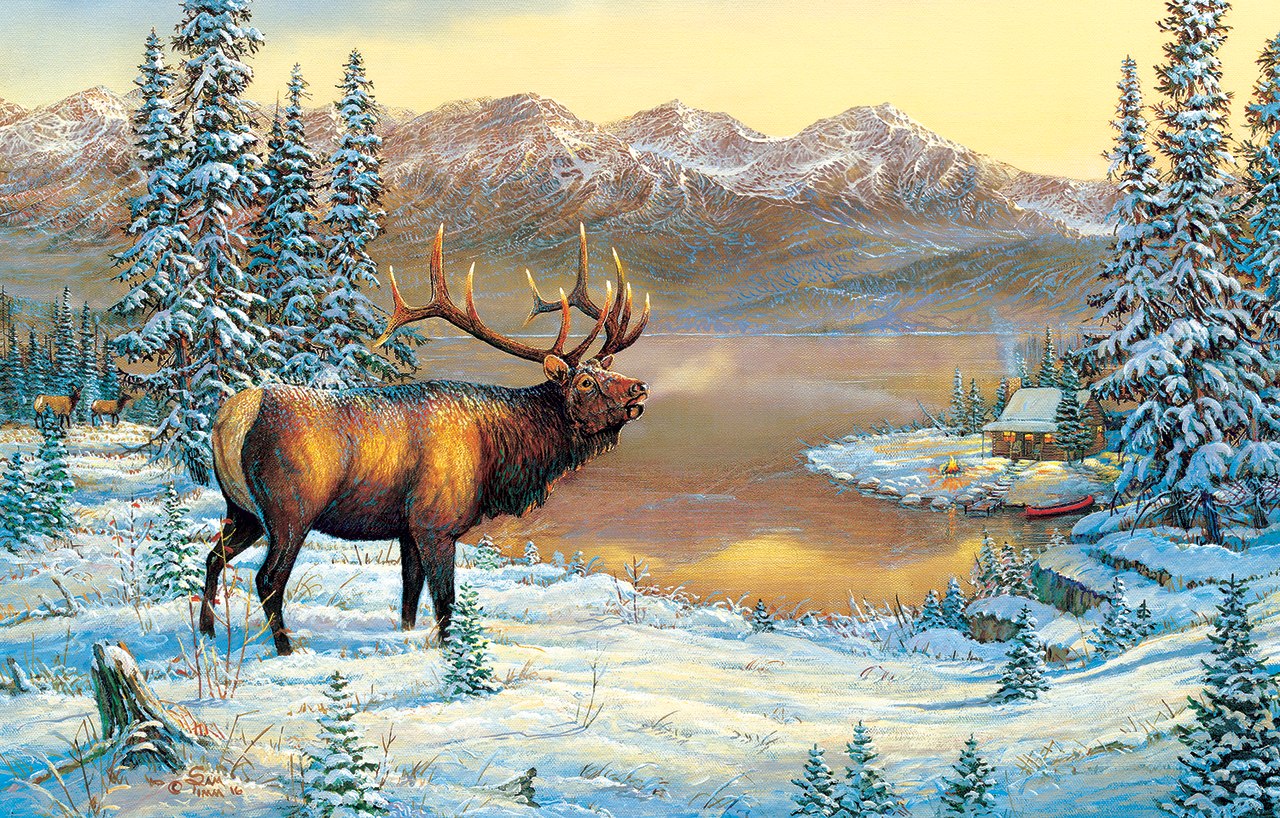 Elk By The Cabin - 1000pc Jigsaw Puzzle By Sunsout  			  					NEW