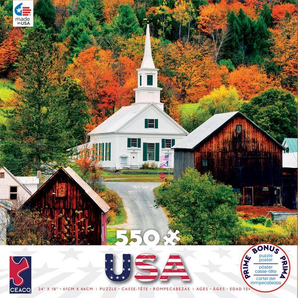 Around the World: Waits River Church, Vermont, New England - 550pc Jigsaw Puzzle by Ceaco - image 1