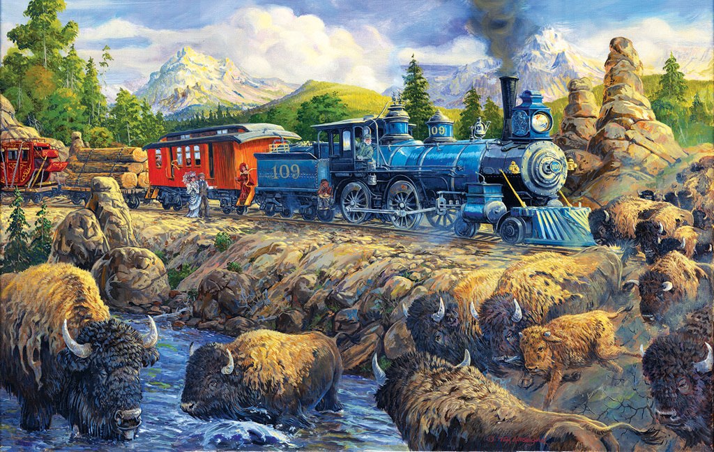 Delaying the Iron Horse - 550pc Jigsaw Puzzle by SunsOut